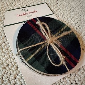NWOT Plaid coaster set (4 count)